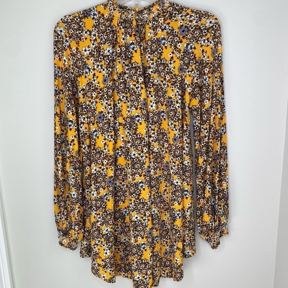 Free People Yellow Flowers I. her Hair Boho Smocked top size S - Picture 10 of 11